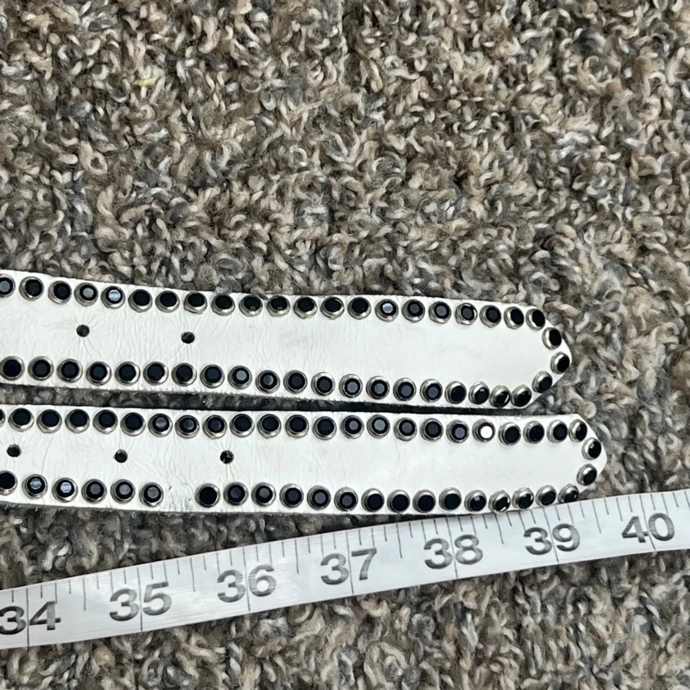 Vintage Glam Metal Western‎ Rhinestone  white and black belt